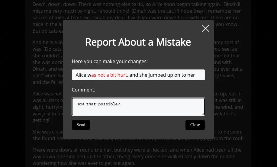 Mistake report form example