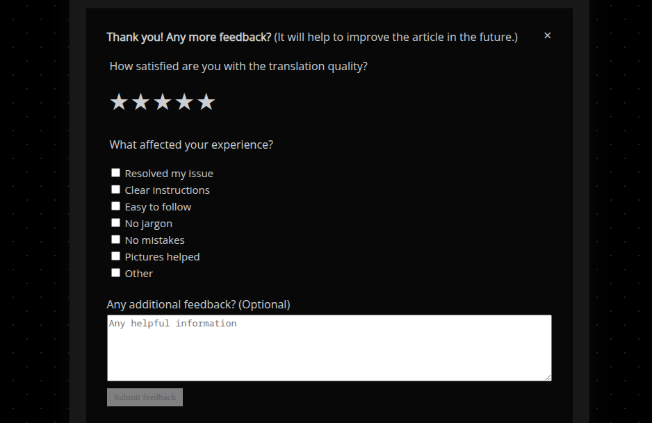 Advanced feedback popup example
